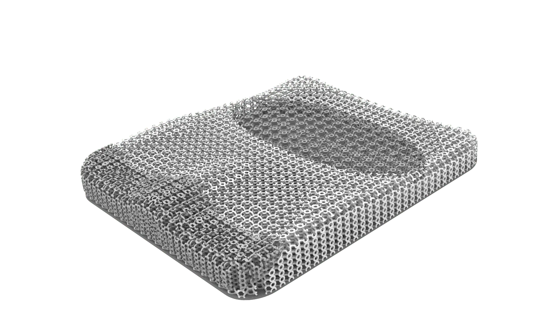 Das rios® 3D-gedruckte Sitzkissen von rahm im Seitenprofil.