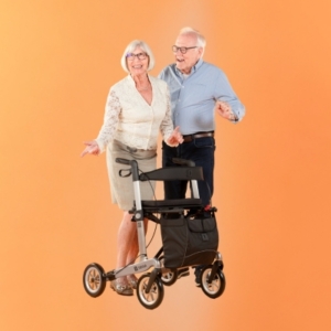 rahm KundInnen freuen sich über die Mobilität dank eines Rollators.