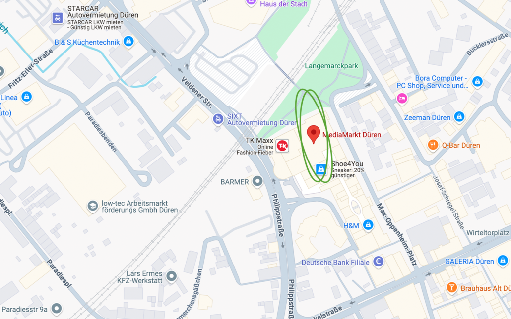 Sanitätshaus rahm in Düren auf Google Maps zu sehen